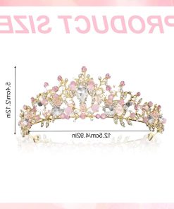 Allecto Plus - Roze Strass Dameskroon Diadeem voor Meisjes - Bruiloft Tiara - Kristallen Kroon - Vrouwen Tiara - Kristal Koningin Tiara - Optochten - Feestaccessoire