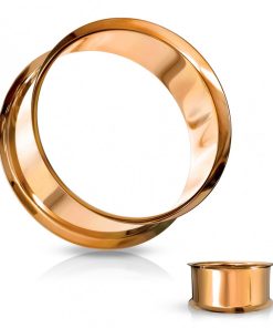6 mm double flared tunnels rose gold plated