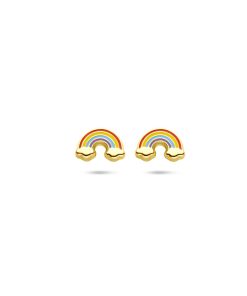 lev sieraden oorknoppen regenboog 5,5 mm 14 karaat Geelgouden oorknoppen uitgevoerd met een regenboog
