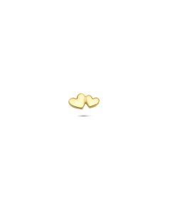 Lev sieraden14 karaat Geelgouden Labret 1.0 x 8 mm met hartjes 3,5 mm - Gold - Piercing - labret piercing - neuspiercing staafje - tragus piercing - Monroe piercing- Oorpiercing
