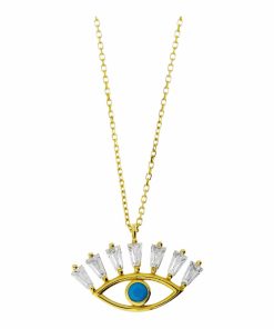 Gouden Ketting Turkoois Zirkonia Hanger 14 karaats
