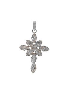 Witgouden Kruis Hanger Zirkonia 31 mm 18 mm 18 karaats