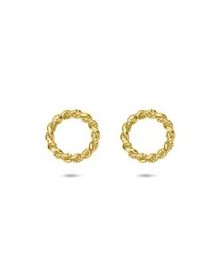 Lev sieraden oorknoppen rondje gedraaid 9,5 mm 14 karaat Geelgouden oorknoppen uitgevoerd met een rondje.