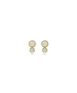 Lev Sieraden oorknoppen zirkonia 6,5 mm 14 karaat Geelgouden oorknoppen uitgevoerd met zirkonia.