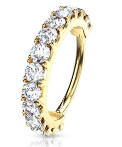 Piercing CZ lined hoop band gold plated 1.2x8 - LMPiercings