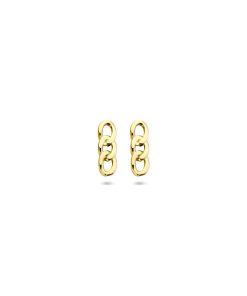 Lev sieraden oorknoppen schakel 8,5 mm 14 karaat Geelgouden oorknoppen met een afmeting van 8.5x2.5mm.