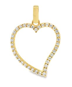 Juwelier Zwartevalk 14 karaat gouden hart hanger met zirkonia - 14.304