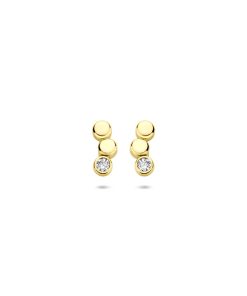 Lev Sieraden oorknoppen zirkonia 8,5 mm 14 karaat Geelgouden oorknoppen uitgevoerd met zirkonia