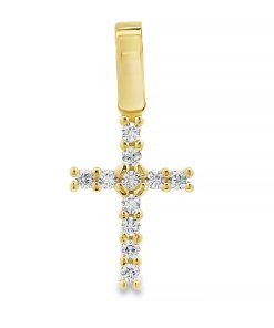 Juwelier Zwartevalk 14 karaat gouden kruis hanger met zirkonia - 14.255-A