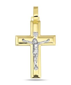 Juwelier Zwartevalk 14 karaat gouden bicolor kruis hanger - 14.291-JW