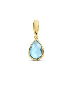 14K geelgoud hanger blauw topaas 4027097