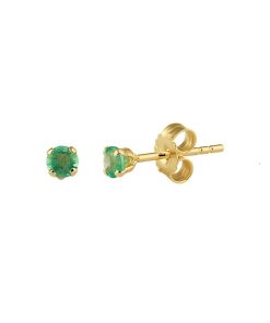 YO&NO - Oorbellen - Goud - Oorknoppen - Smaragd - Groen - 3mm - Sieraden vrouw - 14k - 585 Goud