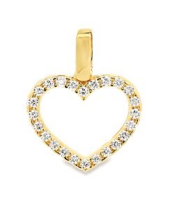 Juwelier Zwartevalk 14 karaat gouden hart hanger met zirkonia - 14.302