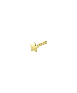 lev Sieraden 14 Karaat geelgoud gebogen neus piercing met ster