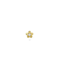 14 karaat Geelgouden Labret 1.0 x 8 mm met Bloem 3.5 mm Gold - Piercing - labret piercing - neuspiercing staafje - tragus piercing - Monroe piercing- Oorpiercing