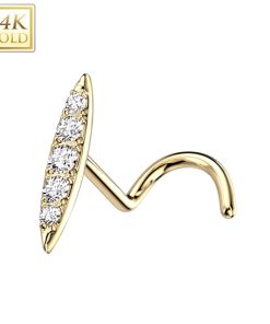 14kt Gouden neuspiercing Paved Bar Top - LMPiercings