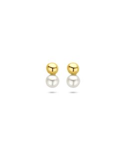 Lev Sieraden oorknoppen parel 6,5 mm 14karaat Geelgouden oorknoppen uitgevoerd met een bol en parel.