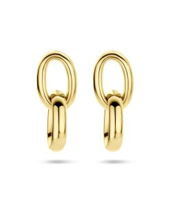 Lev Sieraden oorhangers schakel 24 mm 14 karaat Geelgouden oorhangers