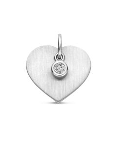 zilver gerhodineerd graveerhanger hartje poli/mat zirkonia 13 mm 1340475