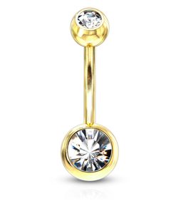 Piercing steentje wit gold plated - LMPiercings