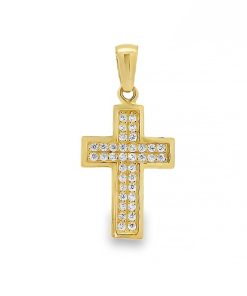 Juwelier Zwartevalk 14 karaat gouden kruis hanger met zirkonia - 14.211