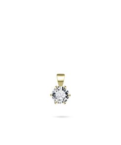 Gisser Jewels - Hanger excl. Ketting - Solitaire gezet met Zirkonia steen - 5mmØ - 14 Karaat Geelgoud