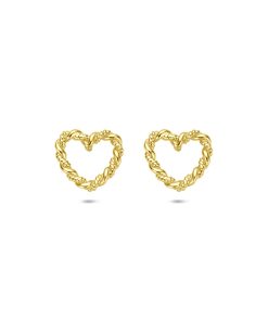Lev Sieraden oorknoppen hartje gedraaid 8,5 mm 14 karaat Geelgouden oorknoppen uitgevoerd met hartjes.