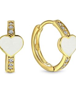 Juwelier Emo - Hart Oorbellen Goud - 14 Karaat – WIT – Diameter 12mm