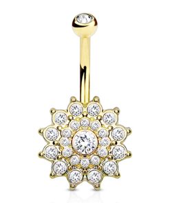 Navelpiercing dahlia wit gold plated - LMPiercings