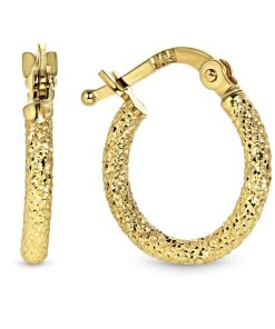 Juwelier Emo - Geelgouden oorringen Gediamanteerd – 14 Karaat - SMALL - Diameter 14 MM