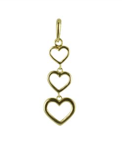 Silventi 9NBSAM-G190103 Gouden Hangertje - Hartjes - 14 x 7,7 mm - 14 Karaat - Bedel - Goud