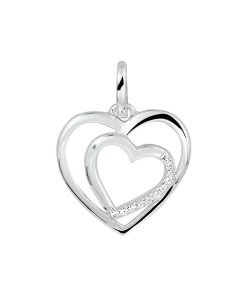 zilver gerhodineerd hanger hart zirkonia 1337152