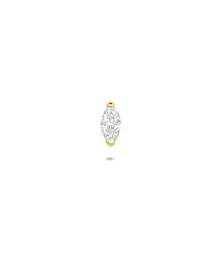 14 karaat Geelgouden Labret 1.0 x 8 mm met zirkonia 5,5 mm Ovaal- Gold - Piercing - labret piercing - neuspiercing staafje - tragus piercing - Monroe piercing- Oorpiercing