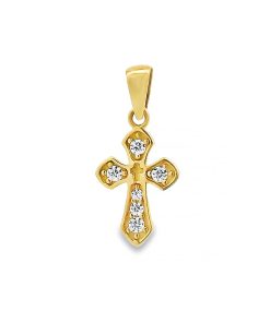 Juwelier Zwartevalk 14 karaat gouden kruis hanger met zirkonia - 14.257