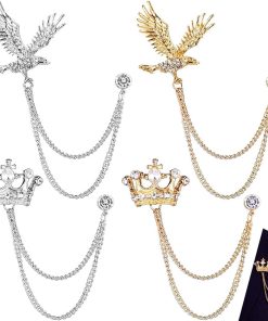 Kroon broche set - stijlvolle accessoires - 4 stuks - goud/zilver - metaal