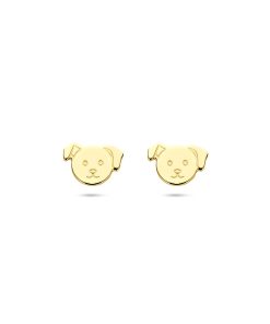 Lev sieraden oorknoppen hond 6 mm 14k Geelgouden oorknoppen uitgevoerd met een hond.
