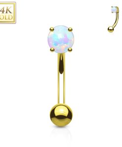 14kt gouden barbell met opal steen - LMPiercings