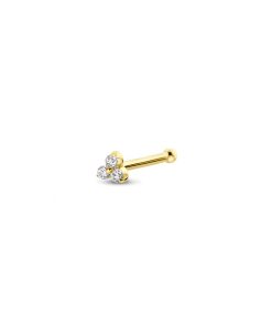 Lev sieraden neus piercing met zirkonia en 3 kogels
