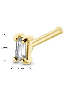 Lev Sieraden 14 karaat neus piercing neusknopje zirkonia recht hoek