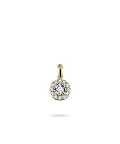 Gisser Jewels - Hanger excl. Ketting - Solitaire omringt met Zirkonia stenen - 8mmØ - 14 Karaat Geelgoud