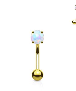 Piercing gold plated rond opal 14 kt. - LMPiercings