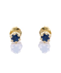 Oorknopjes Geboortesteen September Saffier Goud | cadeau dames