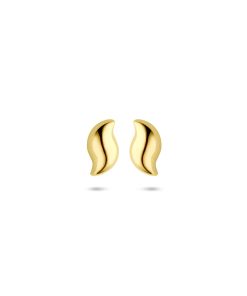 Lev sieraden oorknoppen 8 mm fantasie 14 karaat Geelgouden oorknoppen met een afmeting van 8x5mm.