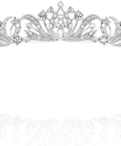 Allecto Plus - Zilveren Strass Kroon voor Vrouwen - Prinses Tiara voor Bruiloft en Feest - Haaraccessoires voor Speciale Gelegenheden - Grote Maat