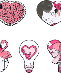 Allecto Plus - Rode Liefde Emaille Pin Collectie - 5 Stuks Voor Valentijnsdag met Dieren Badges - Voor Tassen en Jassen - Handig voor DIY - Metaal.