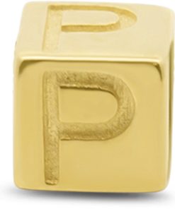 New Bling 9NBG-912P Gouden Kubus met Letter P - 3,8mm - hanger - 14 Karaat - Goud