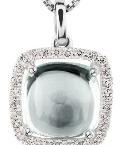 Orphelia HD-4200 - Hanger - 18 Karaat Witgoud - Diamant 0.16 ct / Aquamarijn 2.80 ct