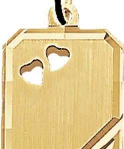 The Jewelry Collection Graveerhanger Harten Mat Gediamanteerd - Goud
