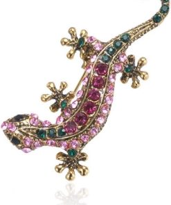 Broche met Kristallen Hagedis - Strass steentjes Gekko Pin - Sieraden voor Vrouwen en Kinderen - Verjaardagscadeau - Duurzaam Glas Ornament - Stylish Accessoire - Unisex Gift Idee