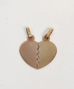 Geel/roségouden graveer hanger - 14karaat – breekhart – uitverkoop Juwelier Verlinden St. Hubert - van €285,- voor €185,-
